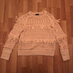 J.Crew multi patterned knit and fringe sweater